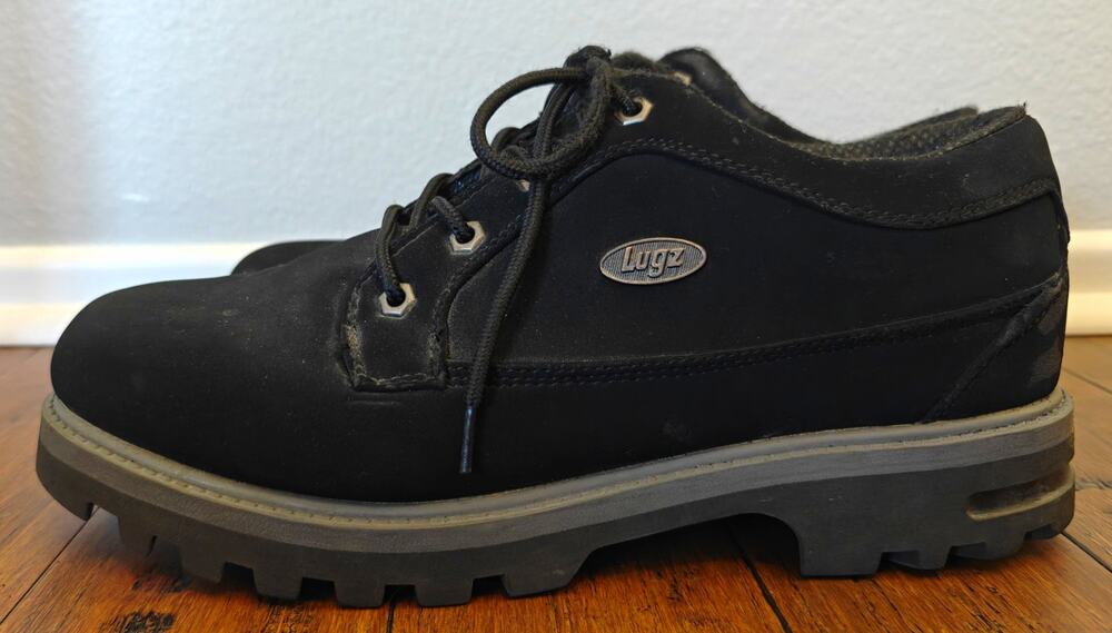Lugz Men’s Black Faux Suede Lace-Up Oxford Shoes Round Toe US 10